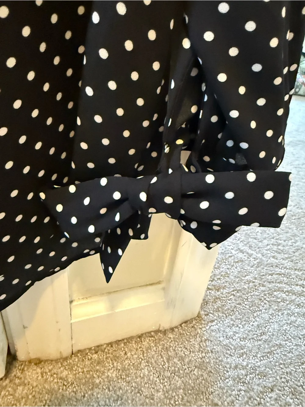CeCe Black Top with White Polka Dots